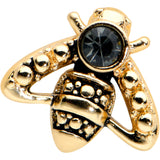 20G 1/4 Black Gem Gold Tone Angular Bee Nose Bone