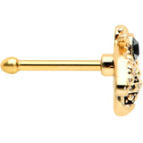20G 1/4 Black Gem Gold Tone Angular Bee Nose Bone