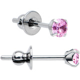 3mm Pink CZ Gem Implant Grade Titanium Stud Earrings