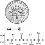 3mm Pink CZ Gem Implant Grade Titanium Stud Earrings