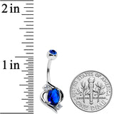 Blue Clear Gem Oval Swirl Elegant Belly Ring