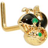 20G 7mm Gold Tone Mom Baby Whale L Shape Nose Ring