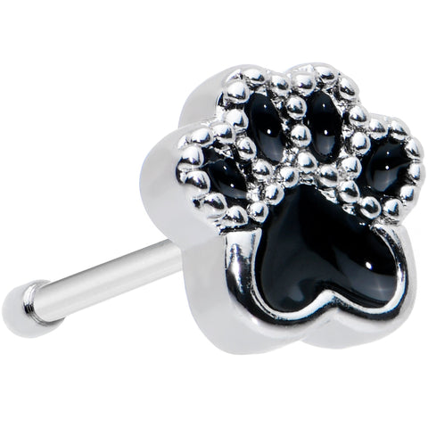 20G 1/4 Textured Black Paw Print Nose Bone