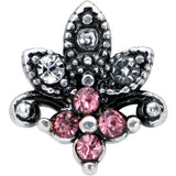 20G 1/4 Clear Pink Gem Abstract Leaf Flower Nose Bone