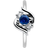 20G 5/16 Clear Blue Gem Oval Swirl Nose Hoop