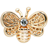 20G 1/4 Clear Gem Gold Tone Beauty Bee Nose Bone