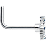 20G 1/4 Clear Blue Gem Festive Snowflake L Shape Nose Ring