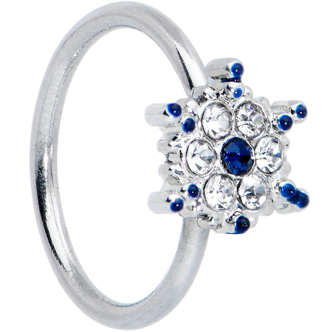 20G 5/16 Clear Blue Gem Festive Snowflake Nose Hoop