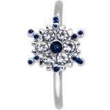 20G 5/16 Clear Blue Gem Festive Snowflake Nose Hoop