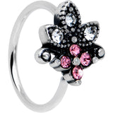 20G 5/16 Clear Pink Gem Abstract Leaf Flower Nose Hoop