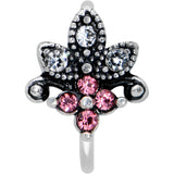 20G 5/16 Clear Pink Gem Abstract Leaf Flower Nose Hoop