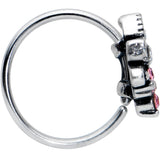 20G 5/16 Clear Pink Gem Abstract Leaf Flower Nose Hoop