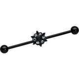 14G Clear CZ Gem Black Abstract Sun Industrial Barbell 38mm