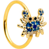 20G 5/16 Black Gem Gold Tone Blue Crab Nautical Nose Hoop