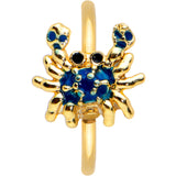 20G 5/16 Black Gem Gold Tone Blue Crab Nautical Nose Hoop