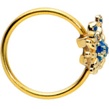 20G 5/16 Black Gem Gold Tone Blue Crab Nautical Nose Hoop