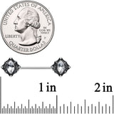 14G 9/16 Clear Gem Rhombus Retro Barbell Nipple Ring Set