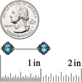 14G 9/16 Blue Gem Rhombus Retro Barbell Nipple Ring Set