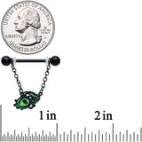 14G 5/8 Black Striking Peacock Feather Dangle Nipple Ring Set