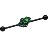 14G Black Striking Peacock Feather Industrial Barbell 38mm