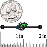 14G Black Striking Peacock Feather Industrial Barbell 38mm