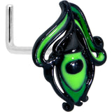 20G 7mm Striking Black Peacock Feather L Shape Nose Ring