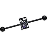 14G Clear Purple Gem Black Goth Hourglass Industrial Barbell 38mm