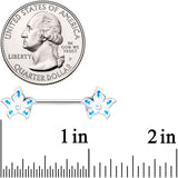 14G 9/16 Pearlescent Orb Flower Blue Barbell Nipple Ring Set