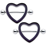14G 5/8 Black Heart Valentine Glow in the Dark Nipple Shield Set
