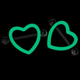 14G 5/8 Black Heart Valentine Glow in the Dark Nipple Shield Set