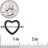 14G 5/8 Black Heart Valentine Glow in the Dark Nipple Shield Set