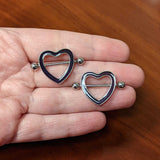 14G 5/8 Black Heart Valentine Glow in the Dark Nipple Shield Set