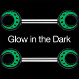 14G 9/16 Deep Green Moon Glow in the Dark Barbell Nipple Ring Set