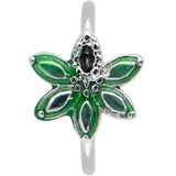 20G 5/16 Green Gem Textured Pot Leaf Nose Hoop