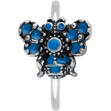 20G 5/16 Blue Textured Butterfly Nose Hoop