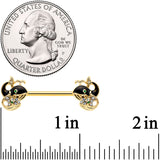 14G 9/16 Clear Gem Gold Tone Mom Baby Whale Nipple Ring Set
