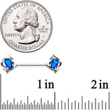 14G 9/16 Clear Blue Gem Oval Swirl Barbell Nipple Ring Set