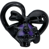 20G 1/4 Black Purple Skull Bow Heart Nose Bone