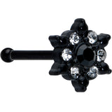 20G 1/4 Clear CZ Gem Black Abstract Sun Nose Bone