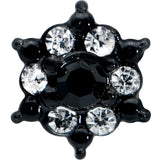 20G 1/4 Clear CZ Gem Black Abstract Sun Nose Bone