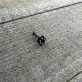 20G 1/4 Clear CZ Gem Black Abstract Sun Nose Bone