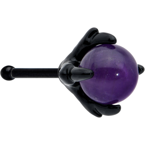 20G 1/4 Purple Synthetic Amethyst Black Claw Hand Nose Bone