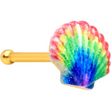 20G 1/4 Gold Tone Rainbow Scallop Shell Nose Bone
