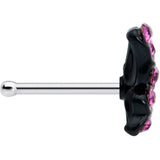 20G 1/4 Pink Gem Midnight Black Butterfly Nose Bone