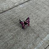 20G 1/4 Pink Gem Midnight Black Butterfly Nose Bone