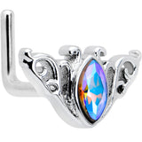 20G 7mm Aurora Gem Deco Waves L Shape Nose Ring