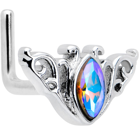 20G 7mm Aurora Gem Deco Waves L Shape Nose Ring
