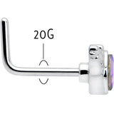 20G 7mm Aurora Gem Deco Waves L Shape Nose Ring