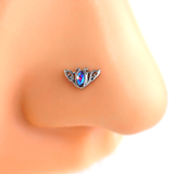 20G 7mm Aurora Gem Deco Waves L Shape Nose Ring