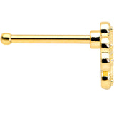 20G 1/4 Yellow Gem Gold Tone Textured Cross Nose Bone